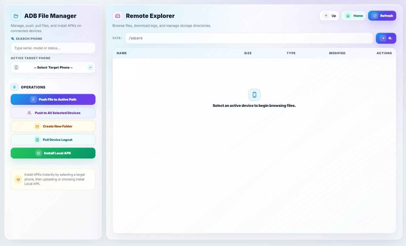 Host file explorer and directory manager
